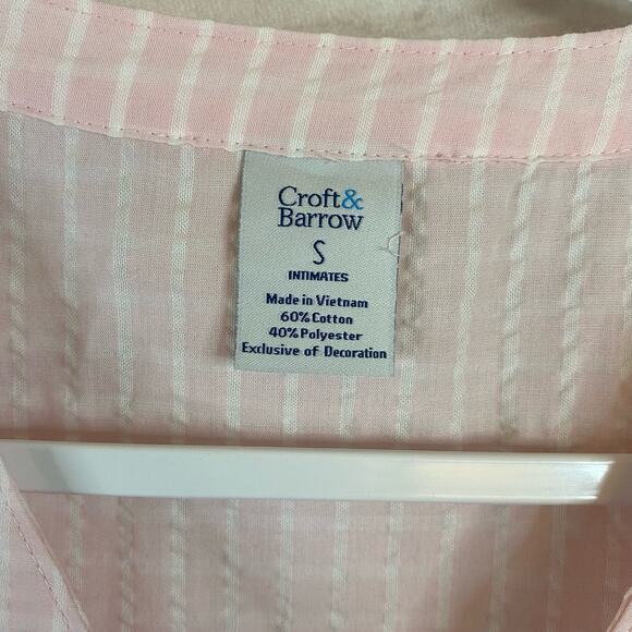 Croft & Barrow Intimates Pink & White Stripes Short Sleeve Sleep Dress Size S - Picture 8 of 9